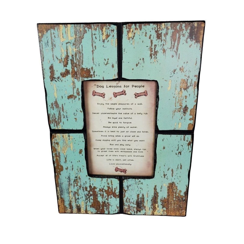 Z Gallerie Blue Coastal Distressed Farmhouse Picture Frame Dog Lessons People